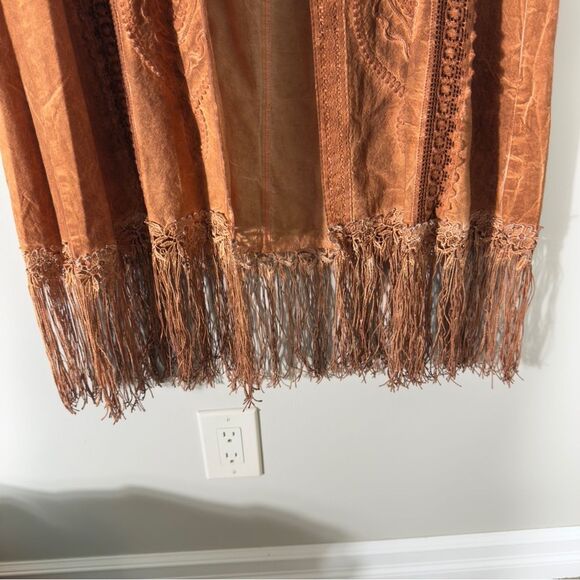 Inca Cotton Women’s Sleeveless Embossed Fringe Boho Gypsy Open Front Cardigan - Picture 7 of 9